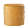 Round Wooden Velvet Ottoman Stool with Lid, Yellow - LEHADAR