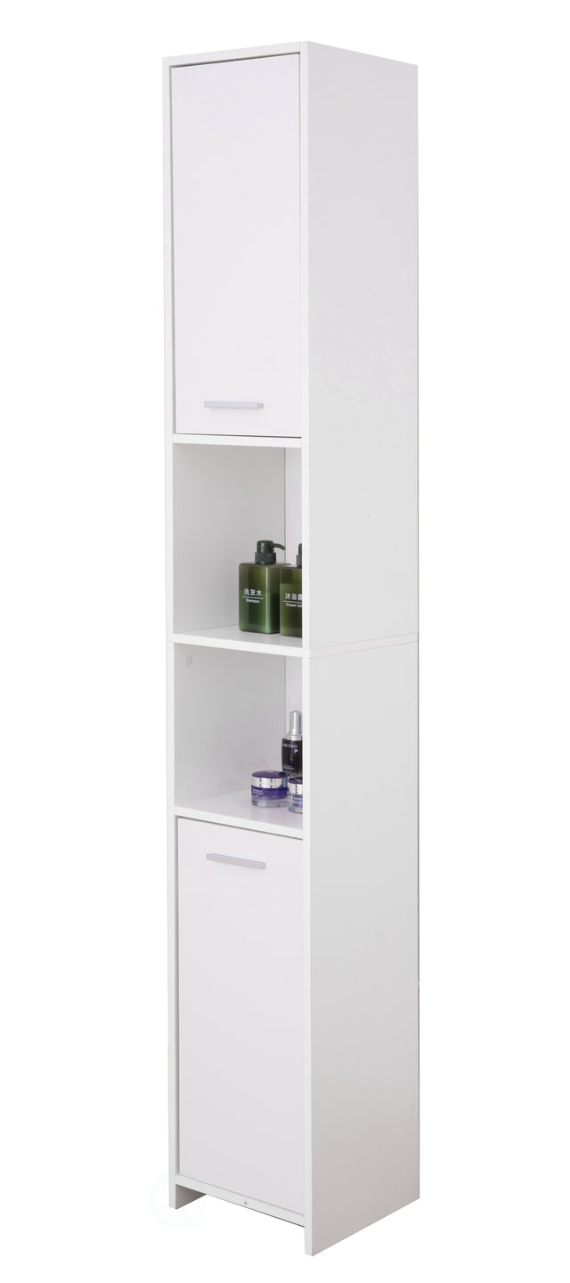 Versatile 77-Inch White Tall Storage Cabinet with 2 Doors and Adjustable Shelves, Linen Tower Cabinet, Bathroom Organizer and Storage, Kitchen Cabinet, Pantry Organizer, and Linen Closet - LEHADAR