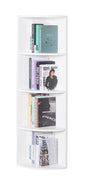 Durable 4-Tier Wooden Corner Bookshelf, Perfect for Tiny Home, Office Space, Living Room, Shelves for Bedroom, Classroom, and Library Shelving Needs, White - LEHADAR