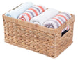 Natural Woven Water Hyacinth Wicker Rectangular Storage Bin Basket with Handles, Small - LEHADAR