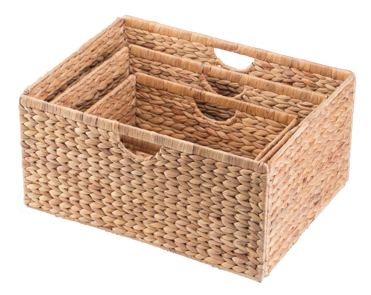 Foldable Natural Water Hyacinth Storage Bin, Set of 3 - LEHADAR