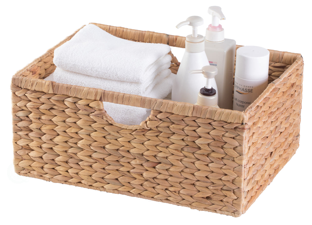 Foldable Natural Water Hyacinth Storage Bin, Medium - LEHADAR