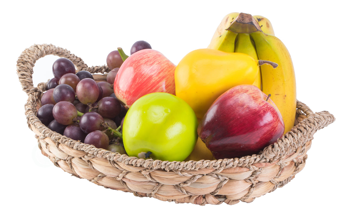 Seagrass Fruit Bread Basket Tray with Handles, Small - LEHADAR