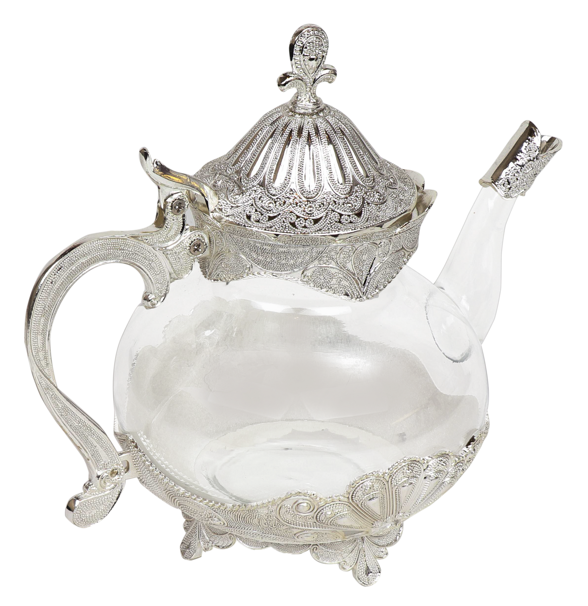 Silver & Glass Kriegel & Teapot 8"