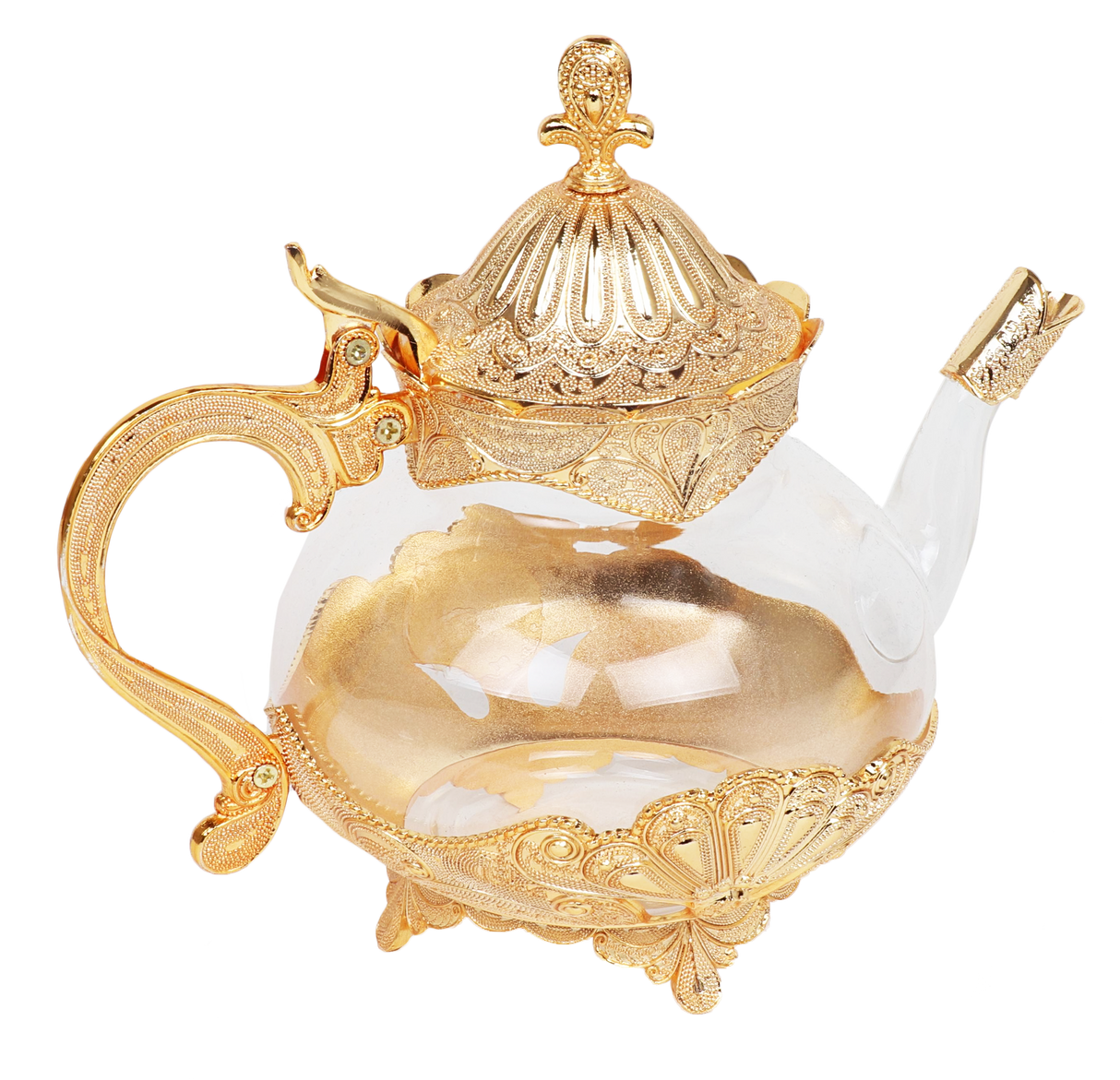 Gold & Glass Teapot 8"