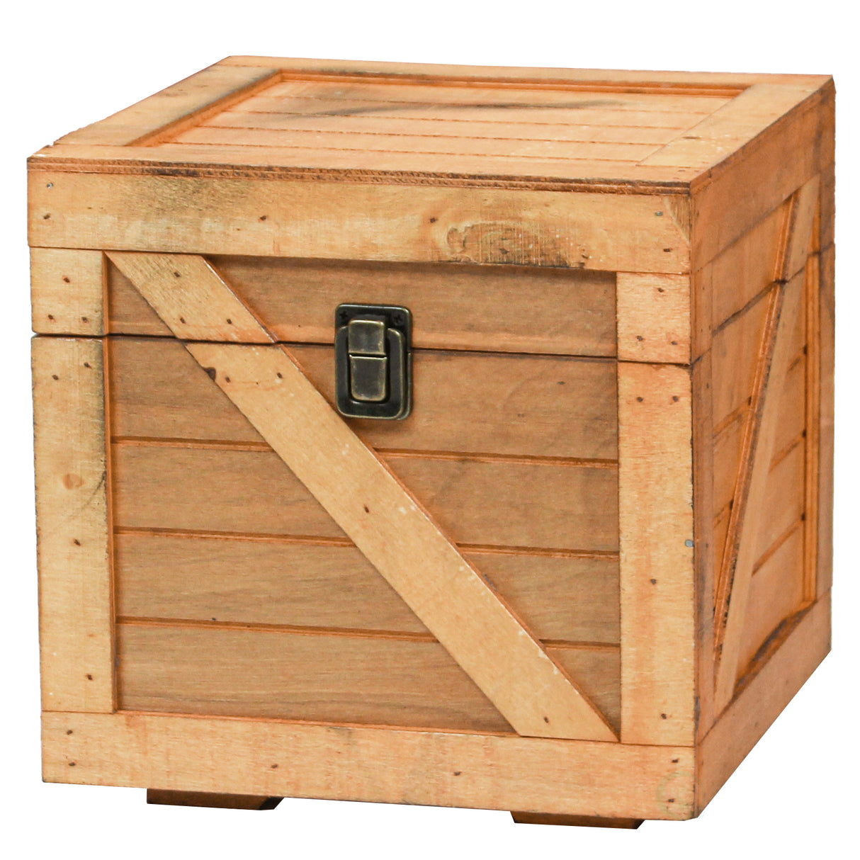 Wooden Stackable Treasure Chest Cargo Crate Style, Light Brown - LEHADAR