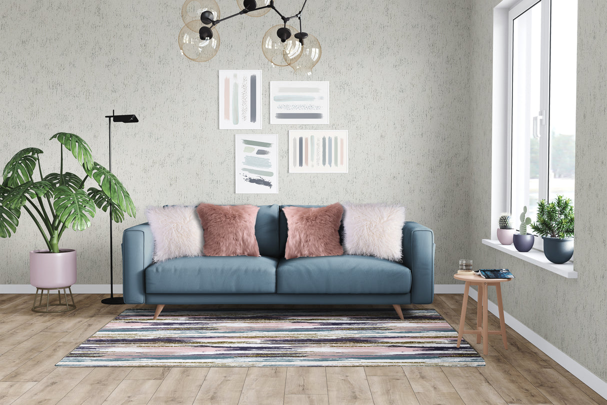 Deerlux Modern Living Room Area Rug with Nonslip Backing, Abstract Brushstrokes and Glitter Pattern, 5 x 7 ft Medium - LEHADAR