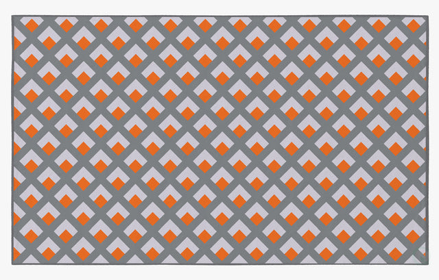 Deerlux Modern Living Room Area Rug with Nonslip Backing, Geometric Gray and Orange Trellis Pattern, 5 x 7 ft Medium - LEHADAR
