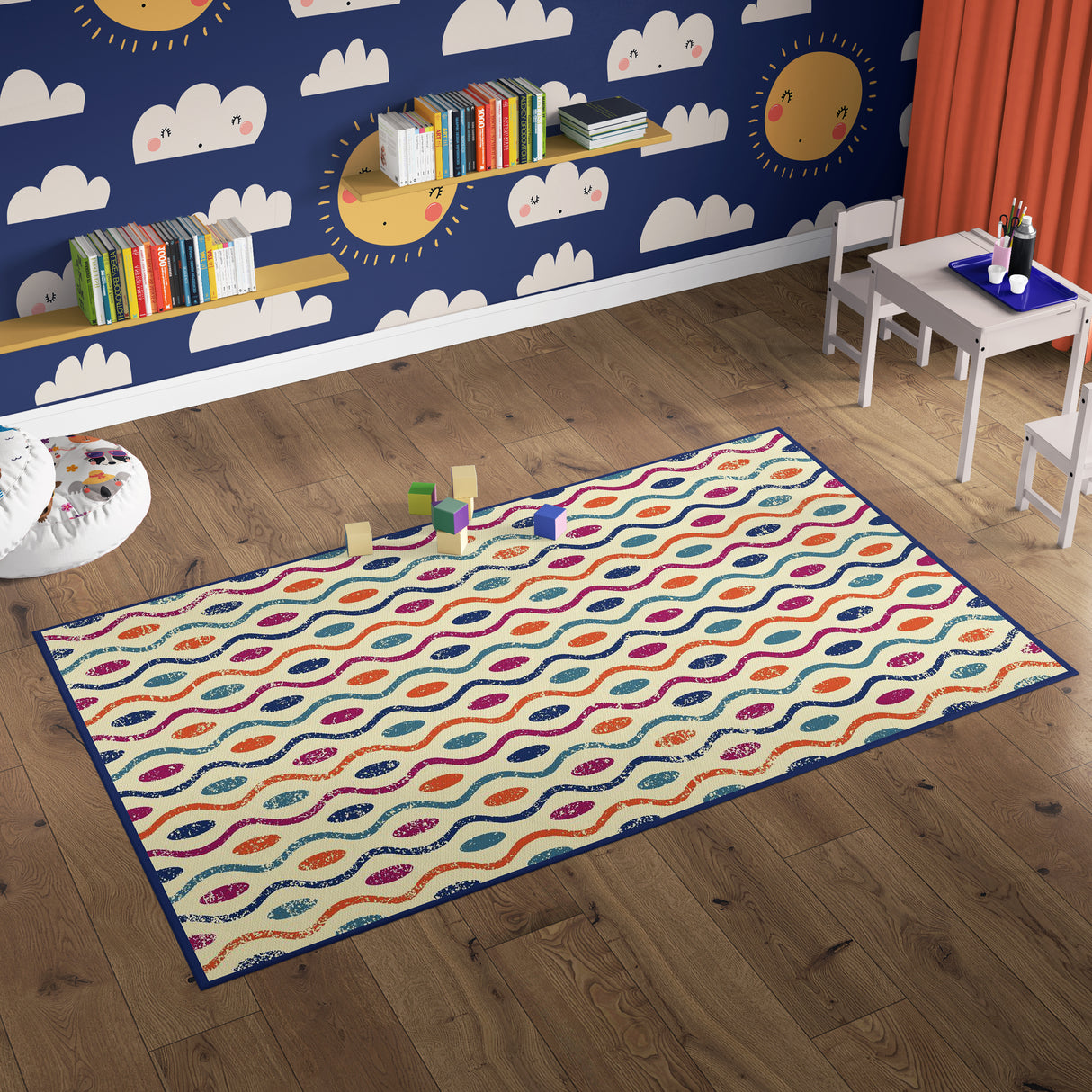 Deerlux Modern Kids Area Rug with Nonslip Backing, Multicolor Dotty Waves Pattern, 3 x 5 ft Extra Small - LEHADAR