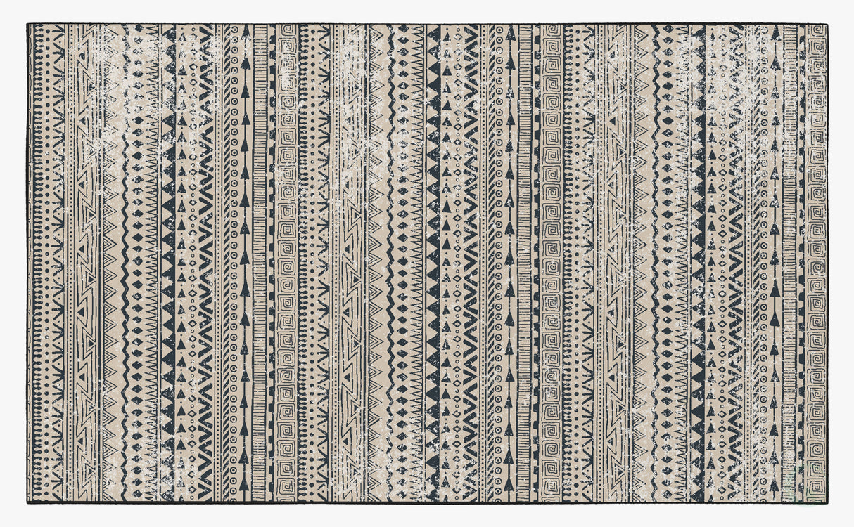 Deerlux Boho Living Room Area Rug with Nonslip Backing, Bohemian Tribal Print Pattern, 4 x 6 ft Small - LEHADAR