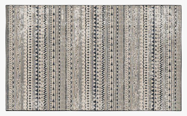 Deerlux Boho Living Room Area Rug with Nonslip Backing, Bohemian Tribal Print Pattern, 4 x 6 ft Small - LEHADAR