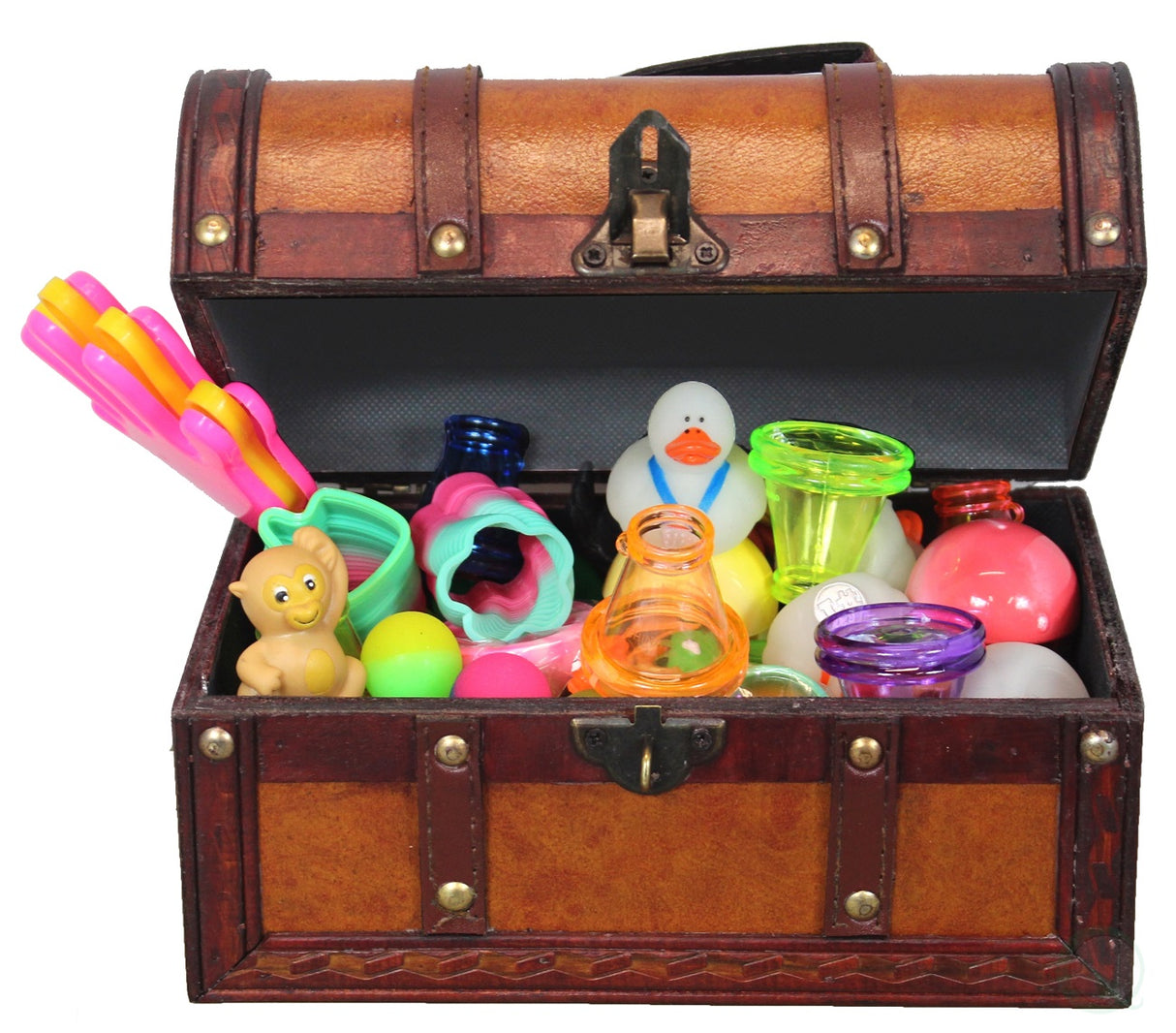 Leather Treasure Chest Full of Toys (Treasure Box and 50 Toy Pcs) - LEHADAR