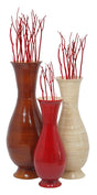 Tall Modern Decorative Floor Vase: Handmade, Natural Bamboo Finish, Contemporary Home D̩cor, Handcrafted Bamboo, Elegant Interior Design, Bamboo Craftsmanship, Statement Piece for Modern Spaces, Set of 3 - LEHADAR