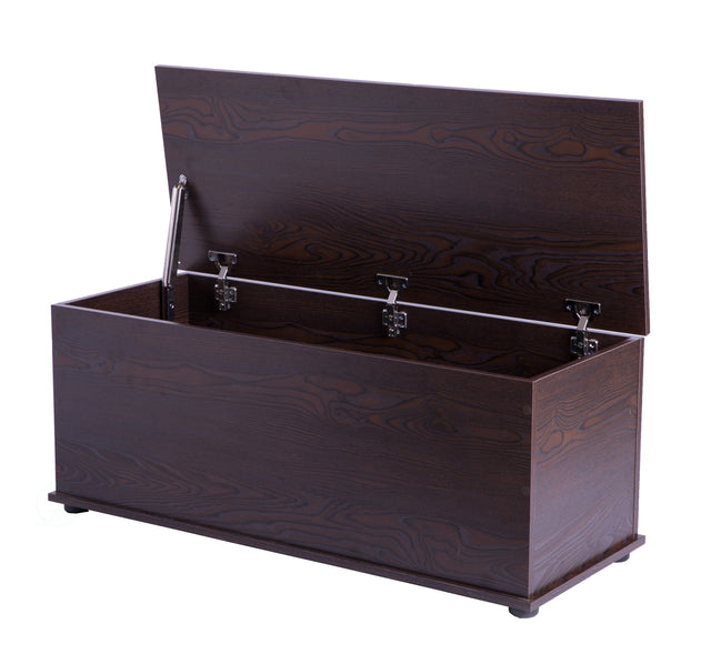 Large Storage Toy Box with Soft Closure Lid, Wooden Organizing Furniture Storage Chest, Brown - LEHADAR