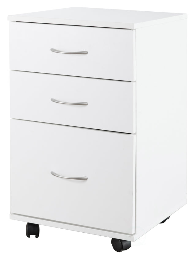 Office File Cabinet 3 Drawer Chest with Rolling Casters, White - LEHADAR