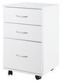 Office File Cabinet 3 Drawer Chest with Rolling Casters, White - LEHADAR