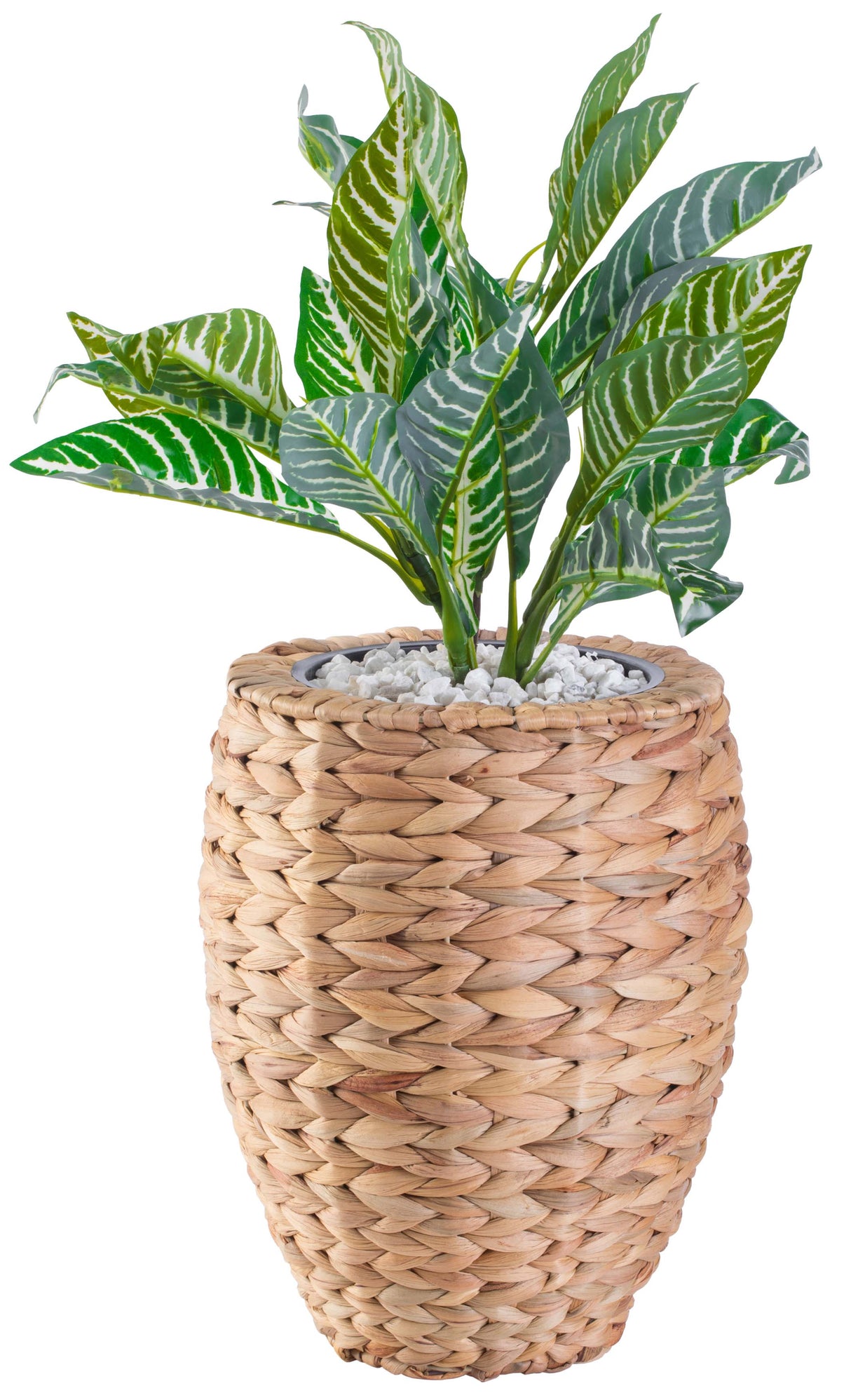 Water Hyacinth Round Floor Planter with Metal Pot, Small - LEHADAR