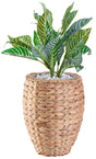 Water Hyacinth Round Floor Planter with Metal Pot, Small - LEHADAR