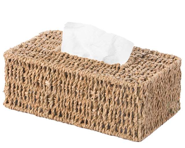 Natural Woven Seagrass Wicker Rectangular Tissue Box Cover Holder - LEHADAR