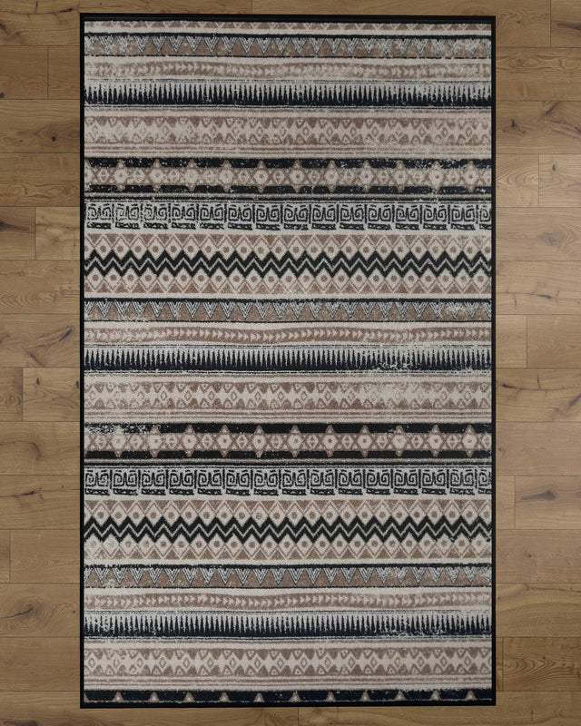 Deerlux Bohemian Living Room Area Rug with Nonslip Backing, Beige Boho Pattern, 3 x 5 Ft Extra Small - LEHADAR