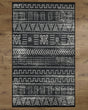 Deerlux Boho Living Room Area Rug with Nonslip Backing, Black Tribal Pattern, 5 x 7 Ft Medium - LEHADAR