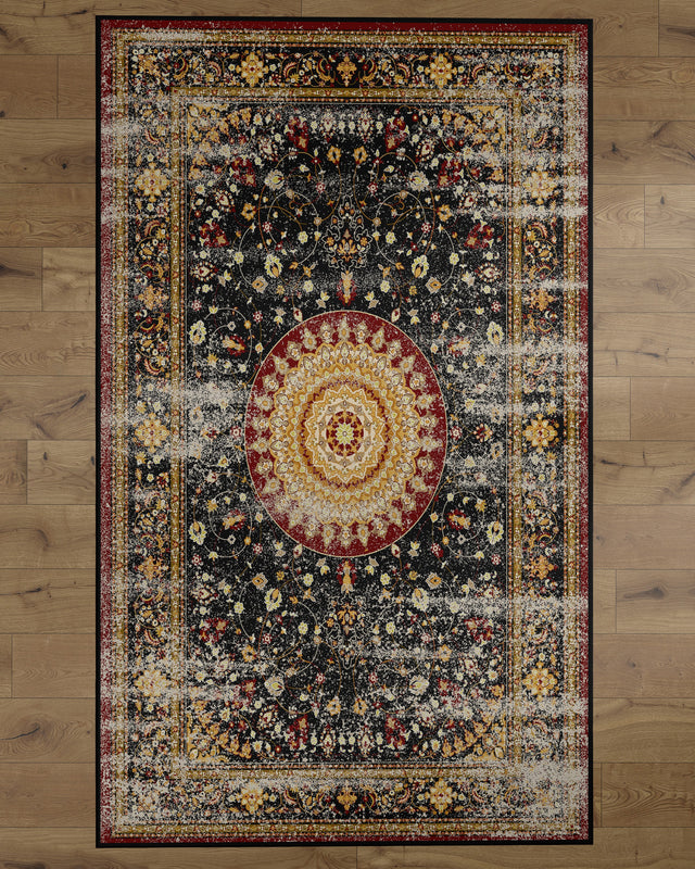 Deerlux Traditional Oriental Persian Style Living Room Area Rug with Nonslip Backing, Classic Red, 5 x 7 Ft Medium - LEHADAR