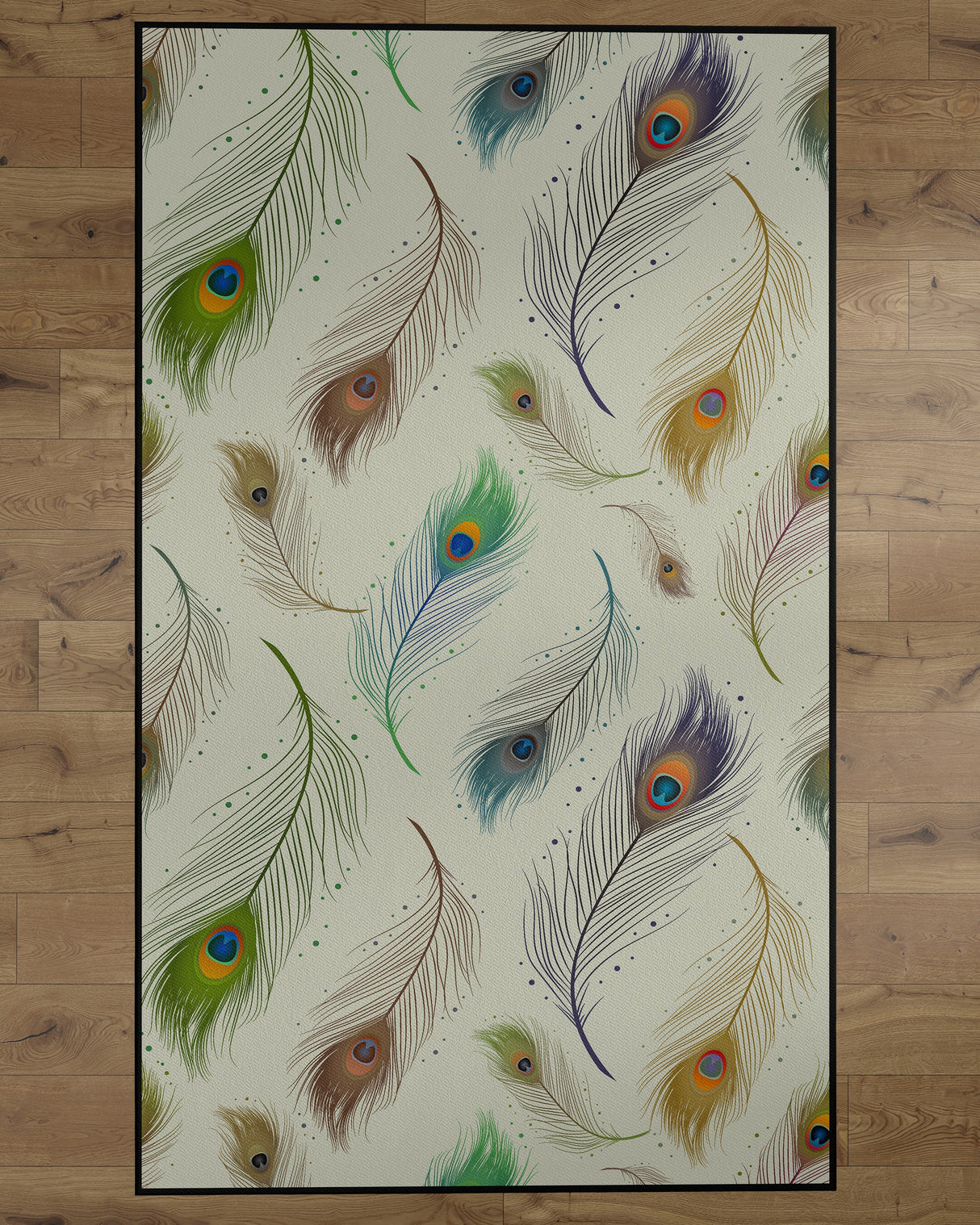 Deerlux Modern Animal Print Living Room Area Rug with Nonslip Backing, Peacock Pattern, 8 x 10 Ft Large - LEHADAR