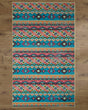 Deerlux Boho Living Room Area Rug with Nonslip Backing, Turquoise Aztec Pattern, 3 x 5 ft Extra Small - LEHADAR