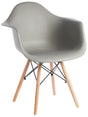Mid-Century Modern Style Plastic DAW Shell Dining Arm Chair with Wooden Dowel Eiffel Legs, Gray - LEHADAR