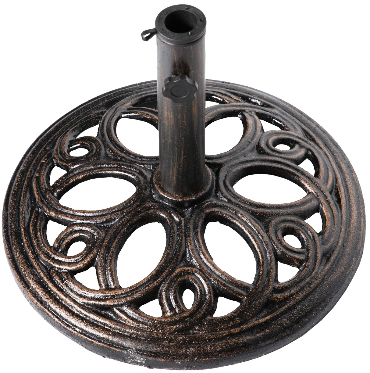 Decorative Cast Iron Patio Umbrella Base, 24 lbs Round - LEHADAR