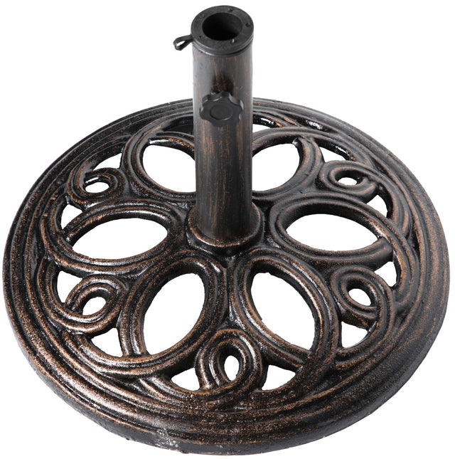 Decorative Cast Iron Patio Umbrella Base, 24 lbs Round - LEHADAR