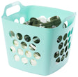 Flexible Plastic Carry Laundry Basket Holder Square Storage Hamper with Side Handles, Green - LEHADAR