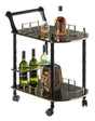 Serving Bar Cart Tea Trolley, 2 Tier Shelves on Rolling Wheels, Mobile Liquor Bar for Wine Beverage Drink Dinner Party, Utility Kitchen Storage Island Coffee Cabinet for Dining Living Room, Wood, Brown - LEHADAR