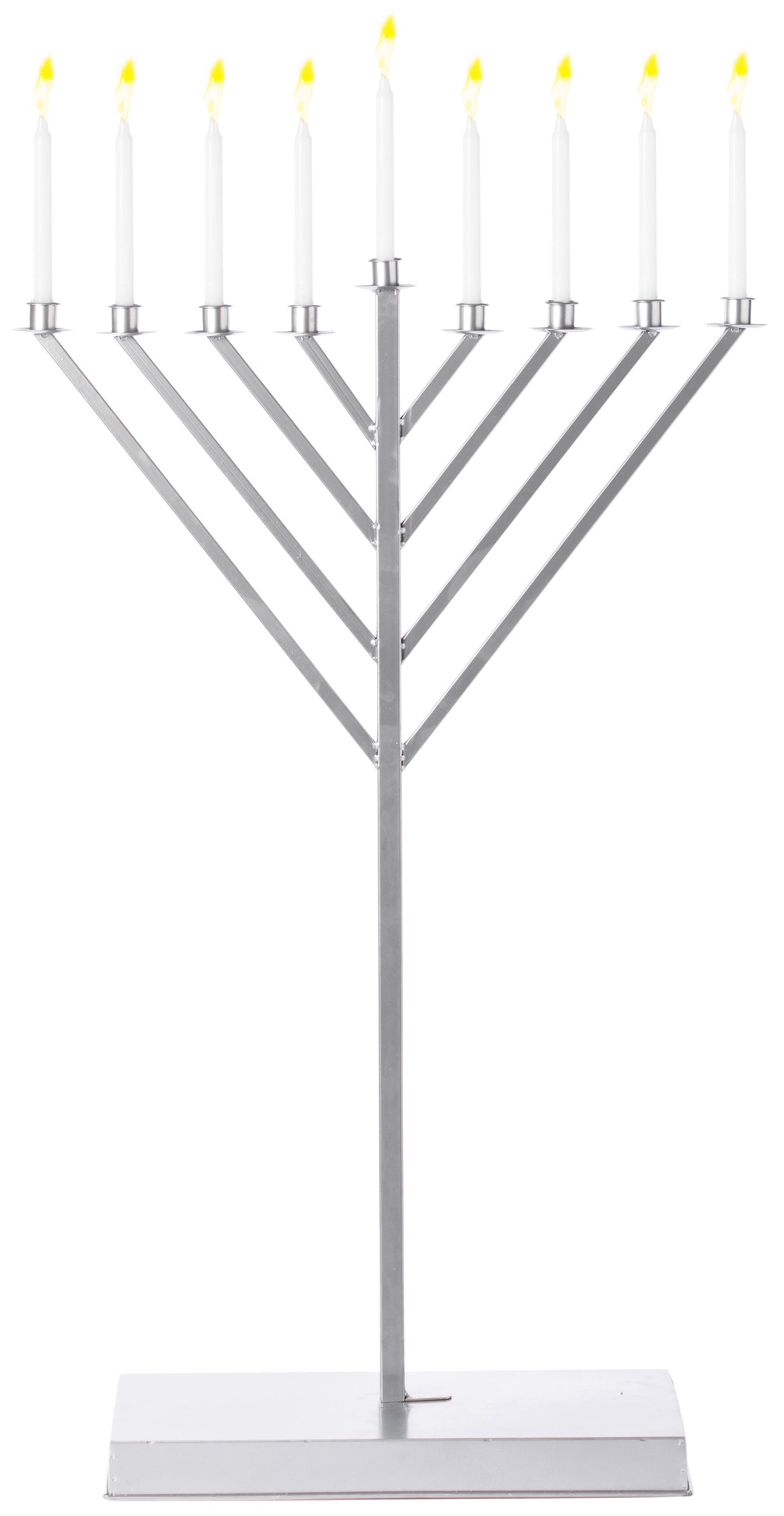 Large Metal Silver Coated Hanukkah Menorah 4 Ft. For Synagogue