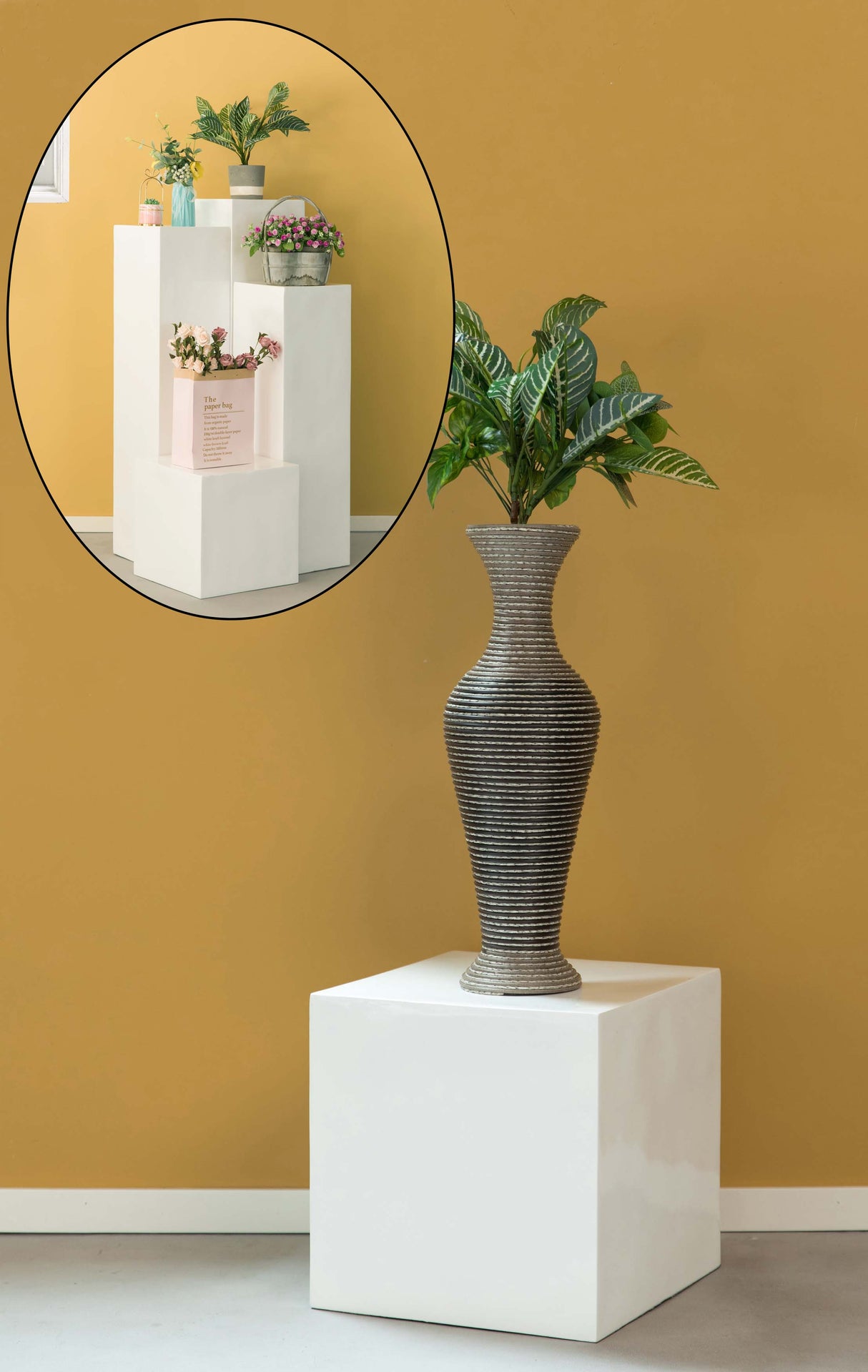 Flower Stand cube, Interior Design, Photography Props, decorative display cube, Wedding or Party Pillar Pedestal stand, Centerpiece, Flower Display Stand, Home Decor, for Entryway, Living Room, or Dining Room, 16 Inch - LEHADAR
