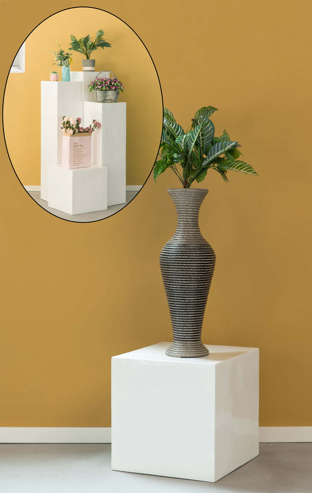 Flower Stand cube, Interior Design, Photography Props, decorative display cube, Wedding or Party Pillar Pedestal stand, Centerpiece, Flower Display Stand, Home Decor, for Entryway, Living Room, or Dining Room, 16 Inch - LEHADAR