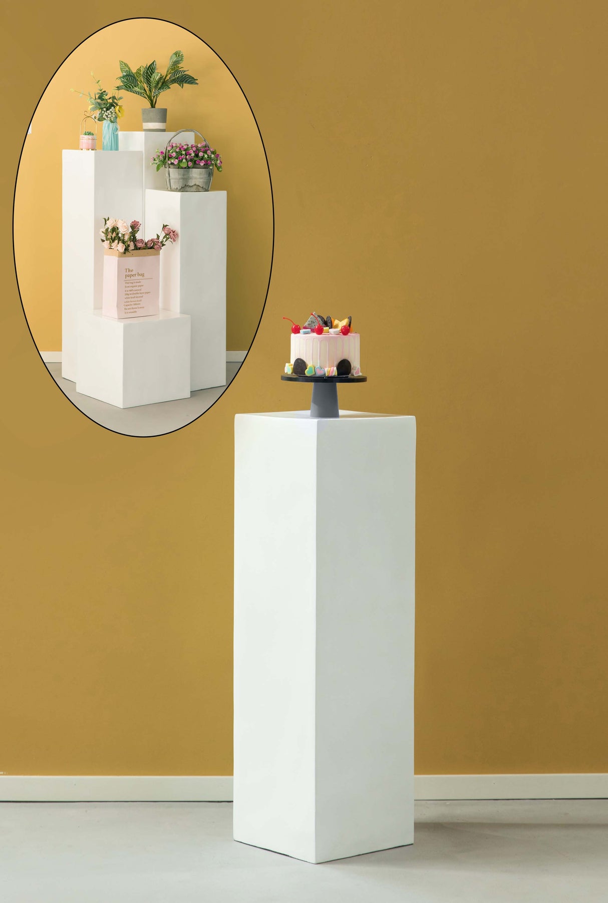 Flower Stand cube, Interior Design, Photography Props, decorative display cube, Wedding or Party Pillar Pedestal stand, Centerpiece, Flower Display Stand, Home Decor, for Entryway, Living Room, or Dining Room, 40 Inch - LEHADAR