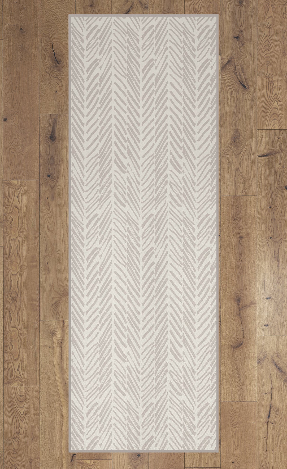 Deerlux Modern Living Room Area Rug with Nonslip Backing, Abstract Beige Chevron Strokes Pattern, 2.5 x 6.5 Ft Runner - LEHADAR