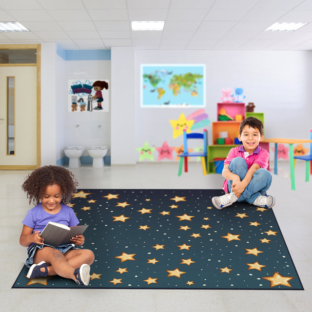 Deerlux 6 ft. Social Distancing Colorful Kids Classroom Seating Area Rug, Starry Sky Design, 8 x 8 ft Large - LEHADAR