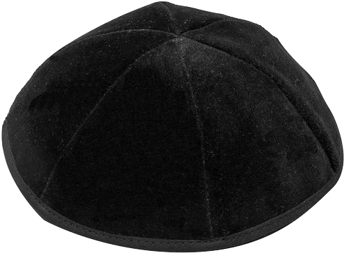 6 Part Black Yarmulke With Rim