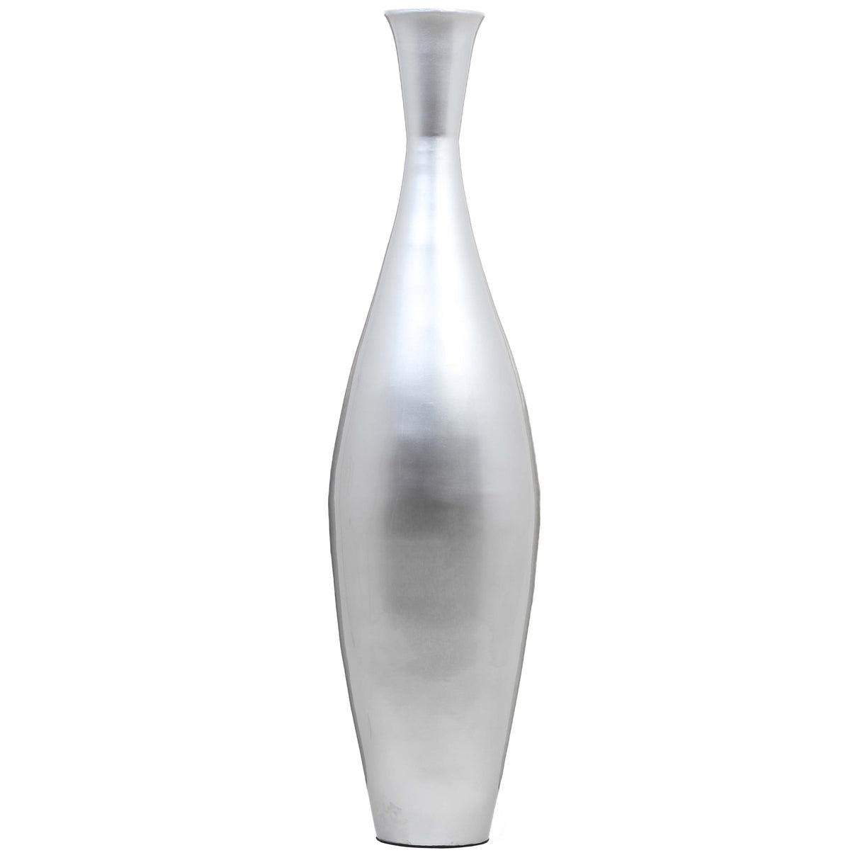 Tall 43 Inch Modern Bamboo Narrow Trumpet Floor Vase - Elegant Home Decoration, Modern Accent Piece, Living Room Decor, Handcrafted Bamboo Art, Contemporary Interior Design, Unique Tall Vase, Silver Large - LEHADAR