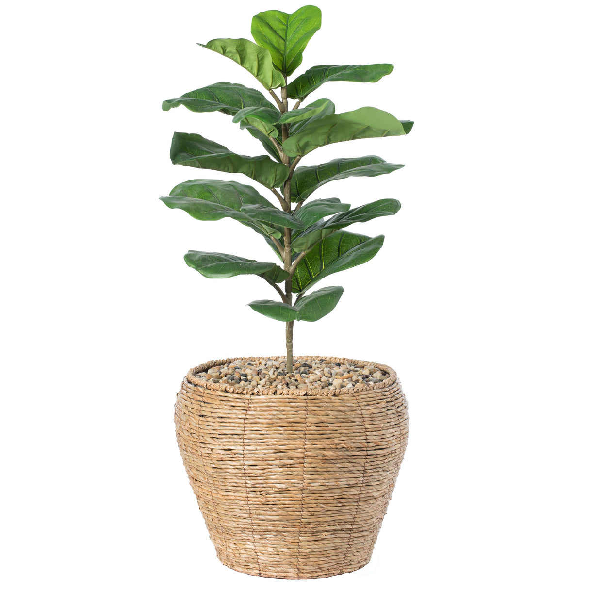 Woven Round Flower Pot Planter Basket with Leak-Proof Plastic Lining - Large - LEHADAR