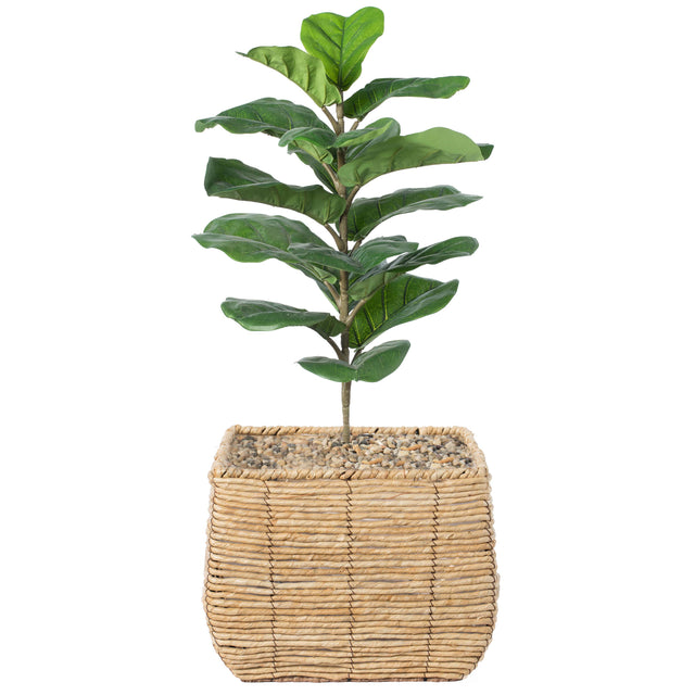 Woven Square Flower Pot Planter with Leak-Proof Plastic Lining - Large - LEHADAR