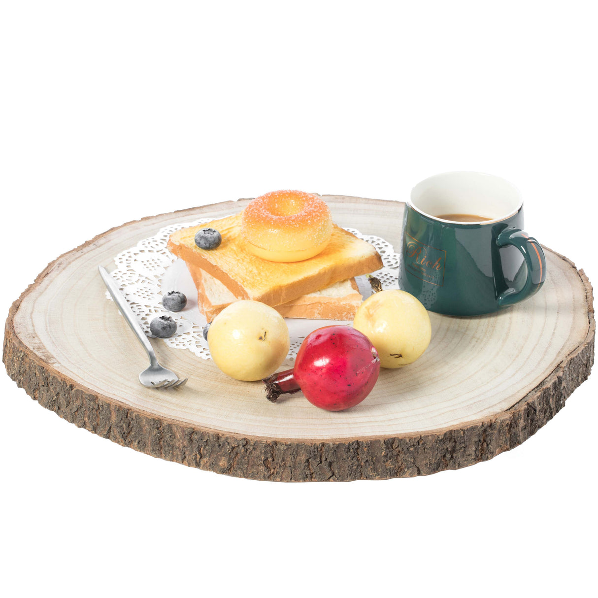 Barky Natural Wood Slabs Rustic Ornament Slice Tray Table Charger - Approximately 16 Inch Dia - LEHADAR