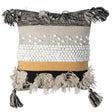 16" Boho Handwoven Cotton Throw Pillow Cushion Cover with Tassels, Beige - LEHADAR
