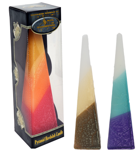 Baze Madlikin Pyramid Shaped Havdalah Candle assorted colors (12 pc) - LEHADAR