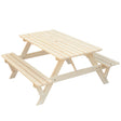Outdoor Wooden Patio Deck Garden 6-Person Picnic Table, for Backyard, Garden, Natural - LEHADAR