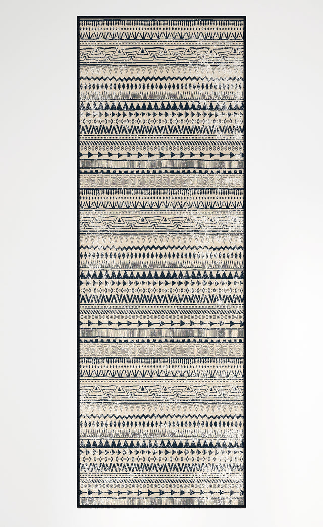Deerlux Boho Living Room Area Rug with Nonslip Backing, Bohemian Tribal Print Pattern, 2.5 x 6.5 Ft Runner - LEHADAR