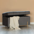 Large Velvet Storage Ottoman with Gold Legs, Gray - LEHADAR