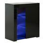 Office or Living Room Side Storage Cabinet With LED, Black - LEHADAR